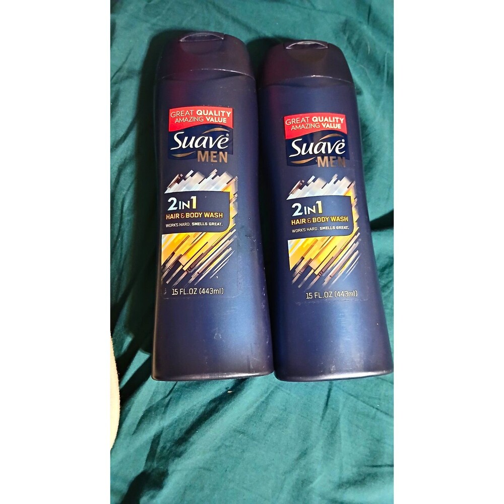 Suave Men 2-in-1 Hair & Body Wash 15oz Musk Sandalwood Discontinued HTF Lot of 2
